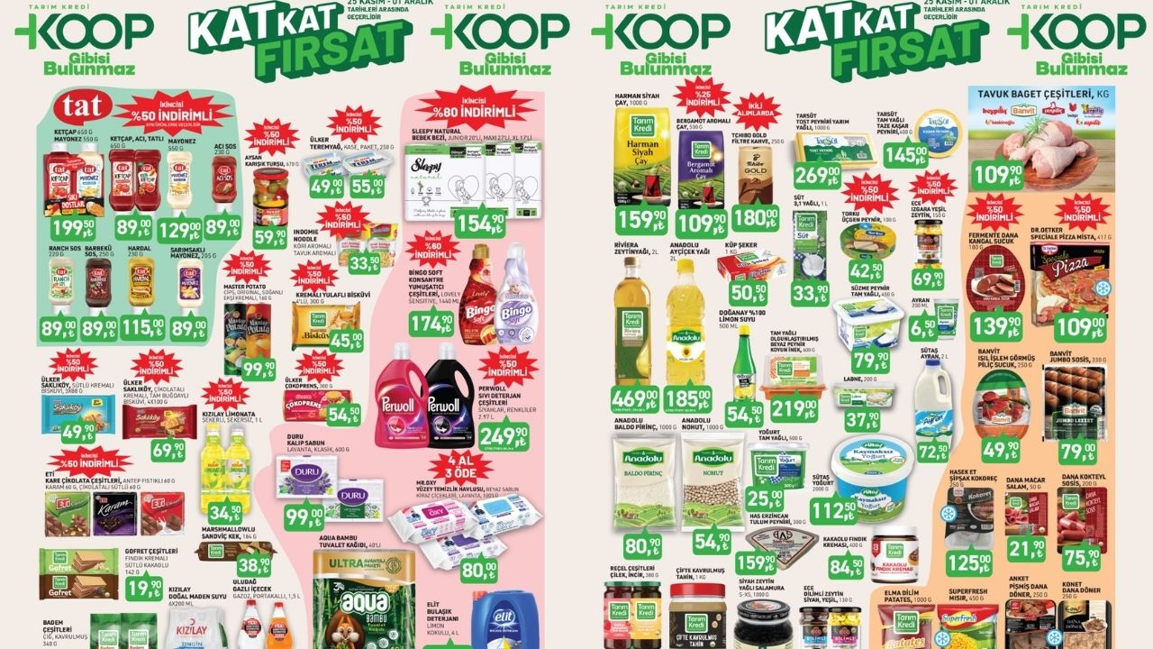 1 Aralık SON GÜN! Tarım Kredi Koop Market Kat Kat Fırsatlar Kaçmaz